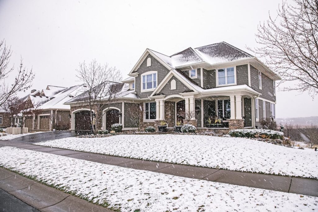 Residential driveway in winter