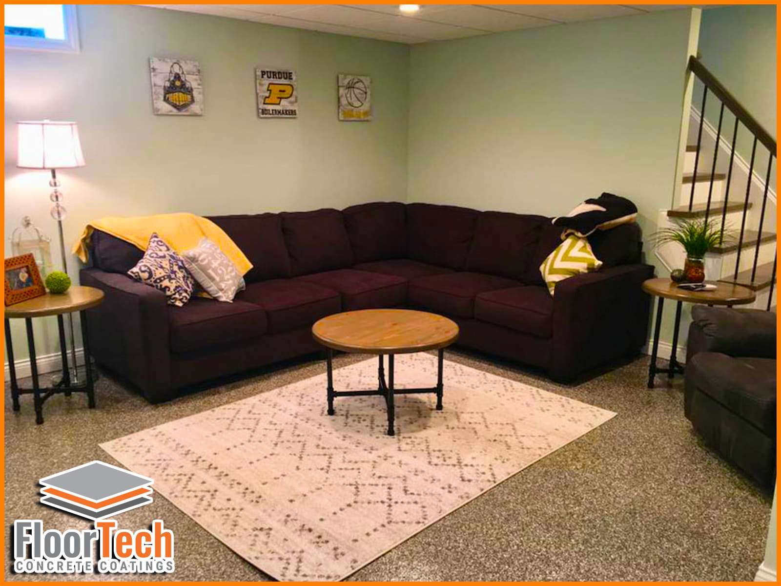 Basement Floor with Couch and Table