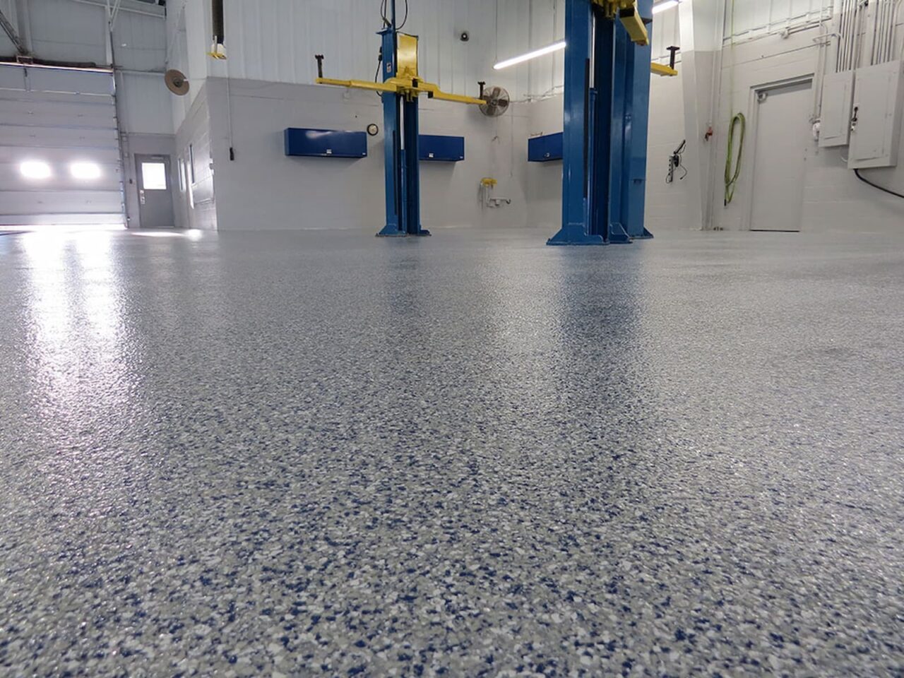 coated garage floor of car shop