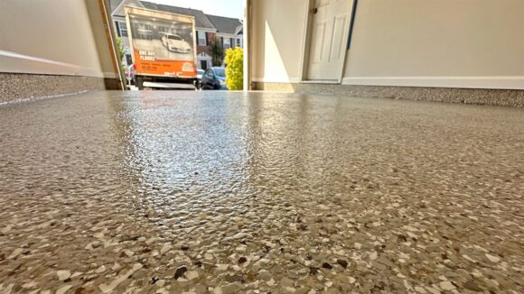 colored epoxy 1 car garage floor pebble beach floor tech