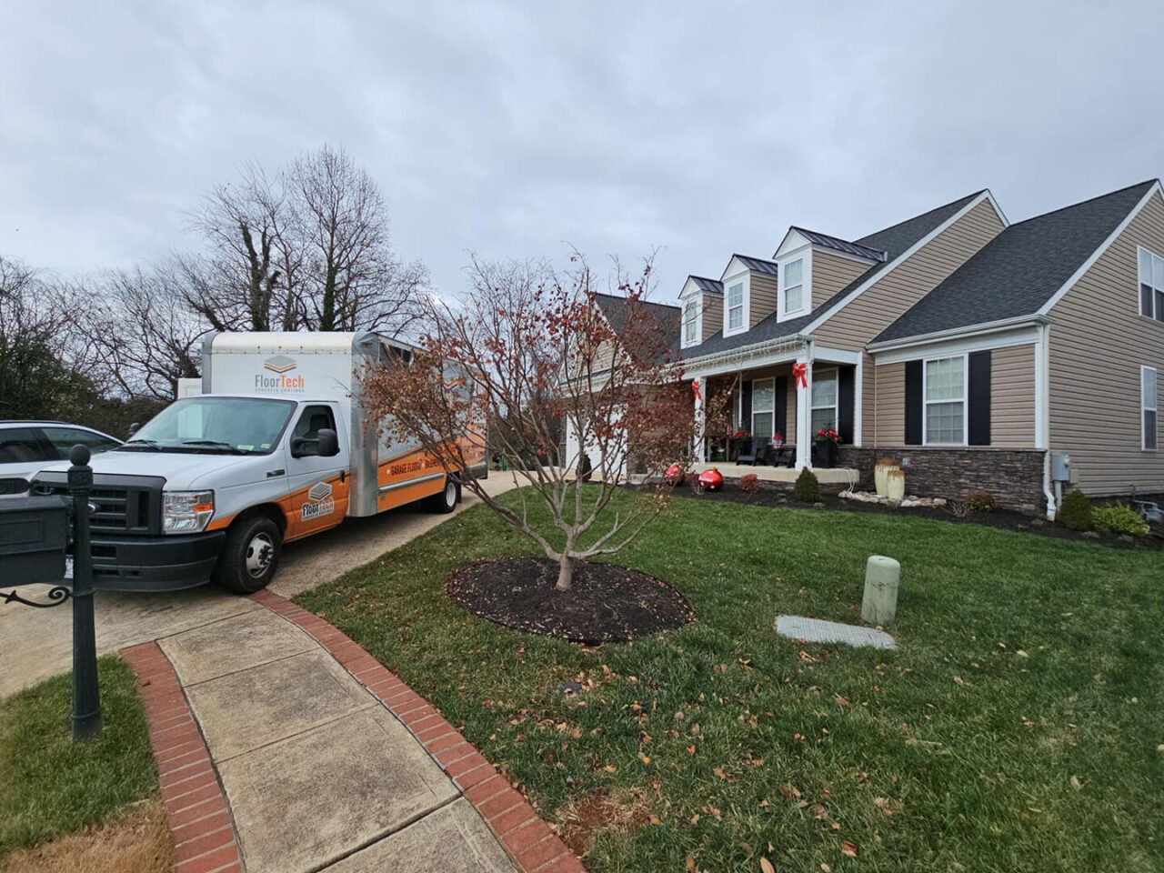 FloorTech truck parked in front of home on installation day in Culpeper, Virginia.